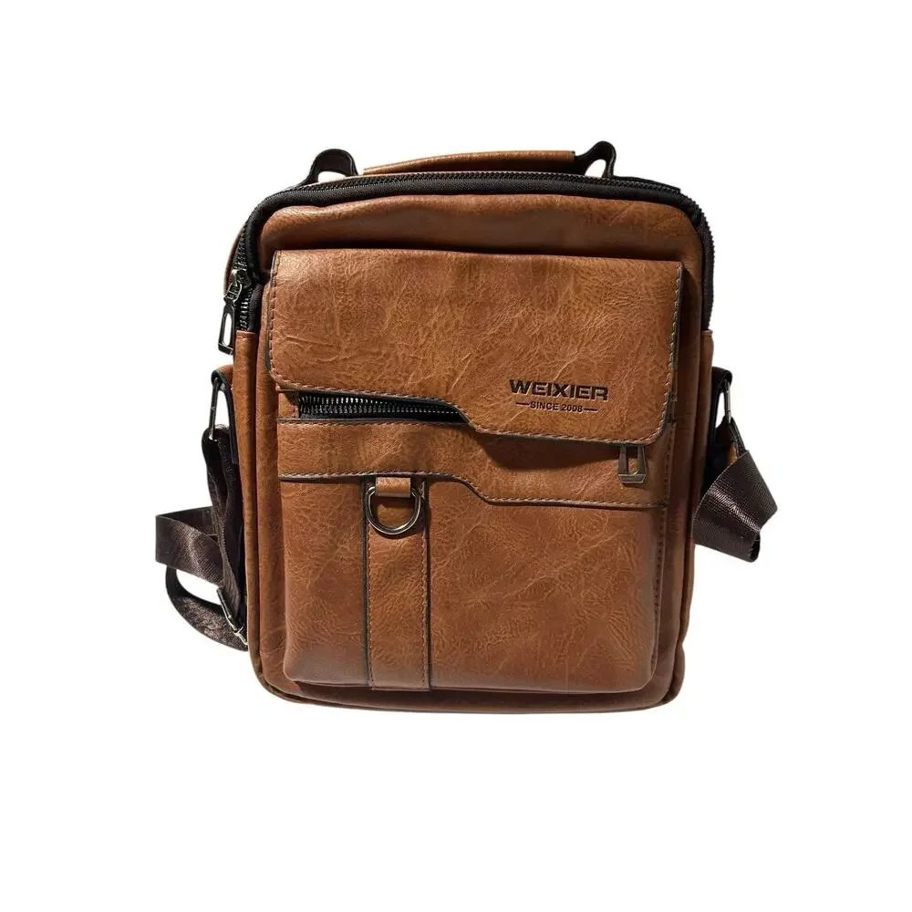 Weixer Crossbody Men’s Shoulder Bag Vintage Leather Vertical Hand Business
